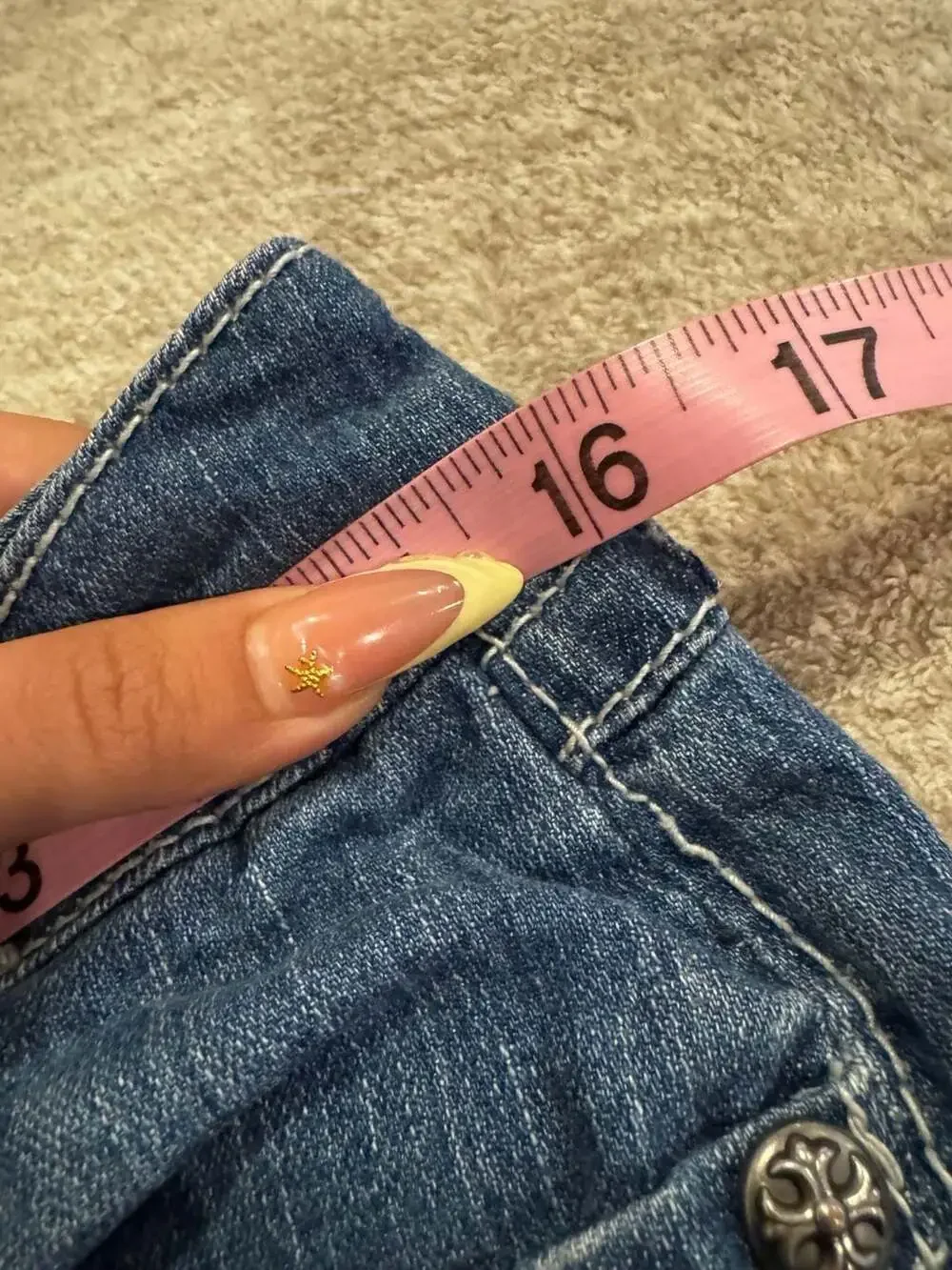 Seven7 Women's Handmade Denim Micro Mini Skirt with Rhinestone Details Size 28